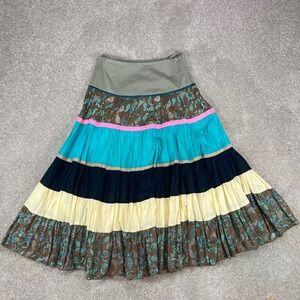 Body Central Tiered Maxi Skirt Womens Small Multicolor Boho Paisley Cottagecore